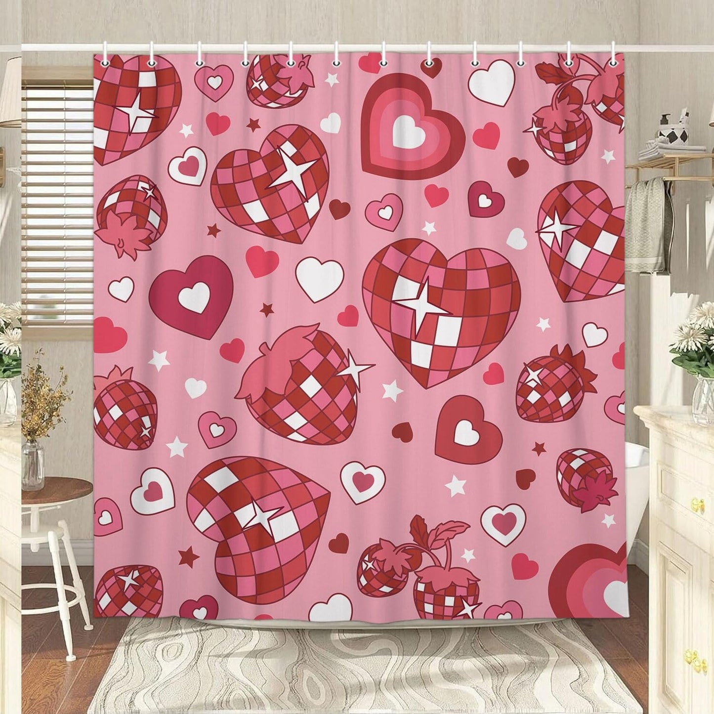 Hot Pink Heart Shower Curtain 70x70