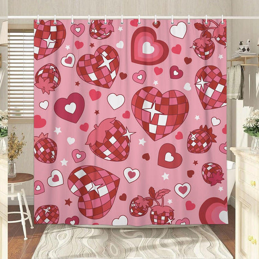 Hot Pink Heart Shower Curtain 70x70