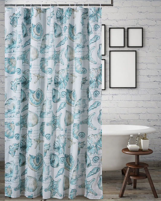 Coastal Shower Curtain 72x72 Inches White