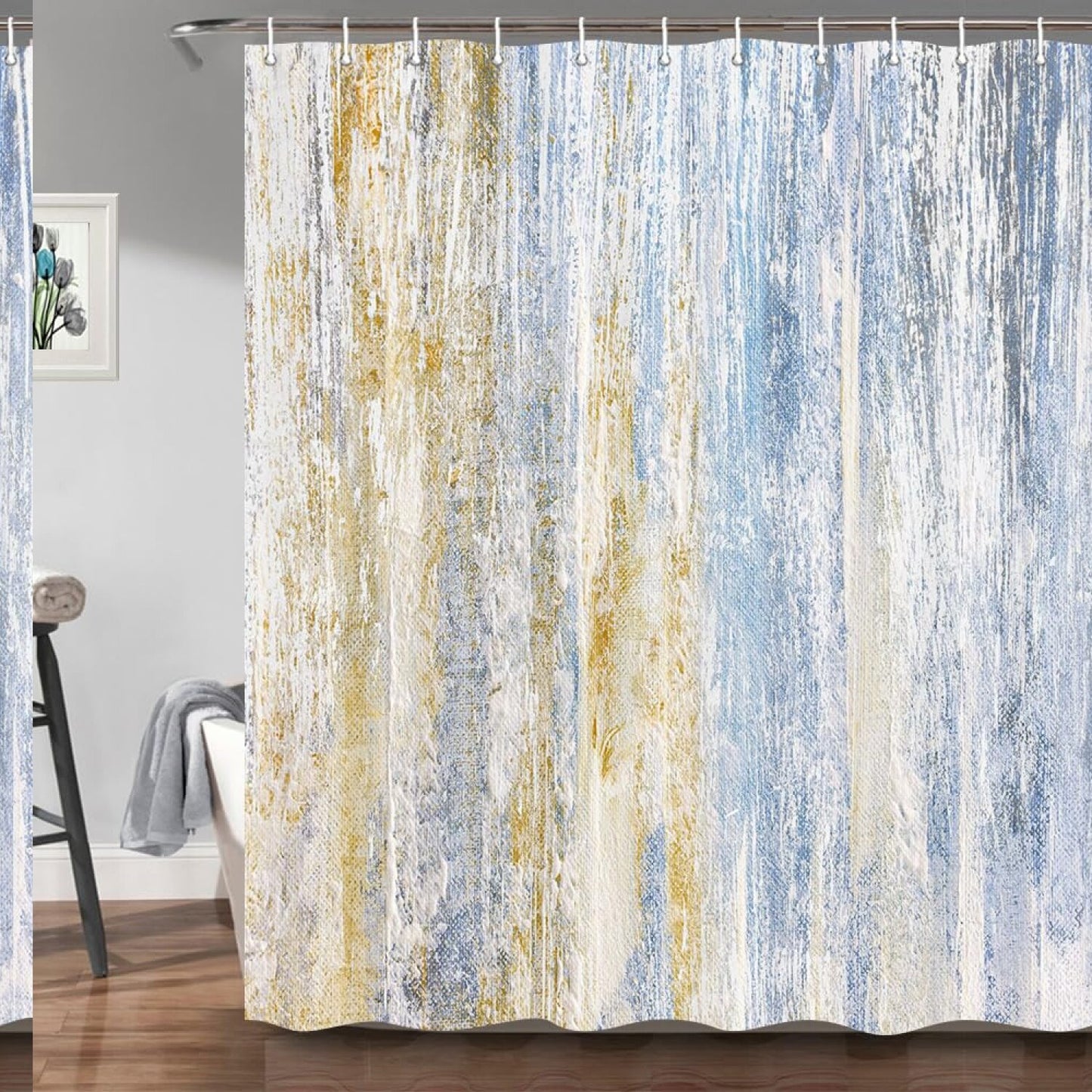Abstract Stripe Shower Curtain Set for Bathtub Bathroom