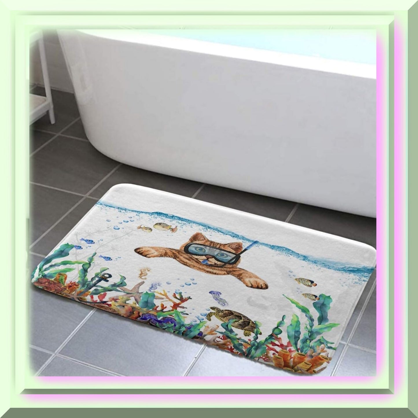 Funny Cat Bathroom Rug Mat 17x29 Inch