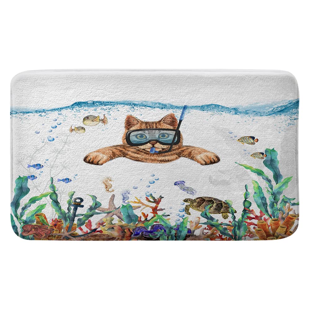 Funny Cat Bathroom Rug Mat 17x29 Inch