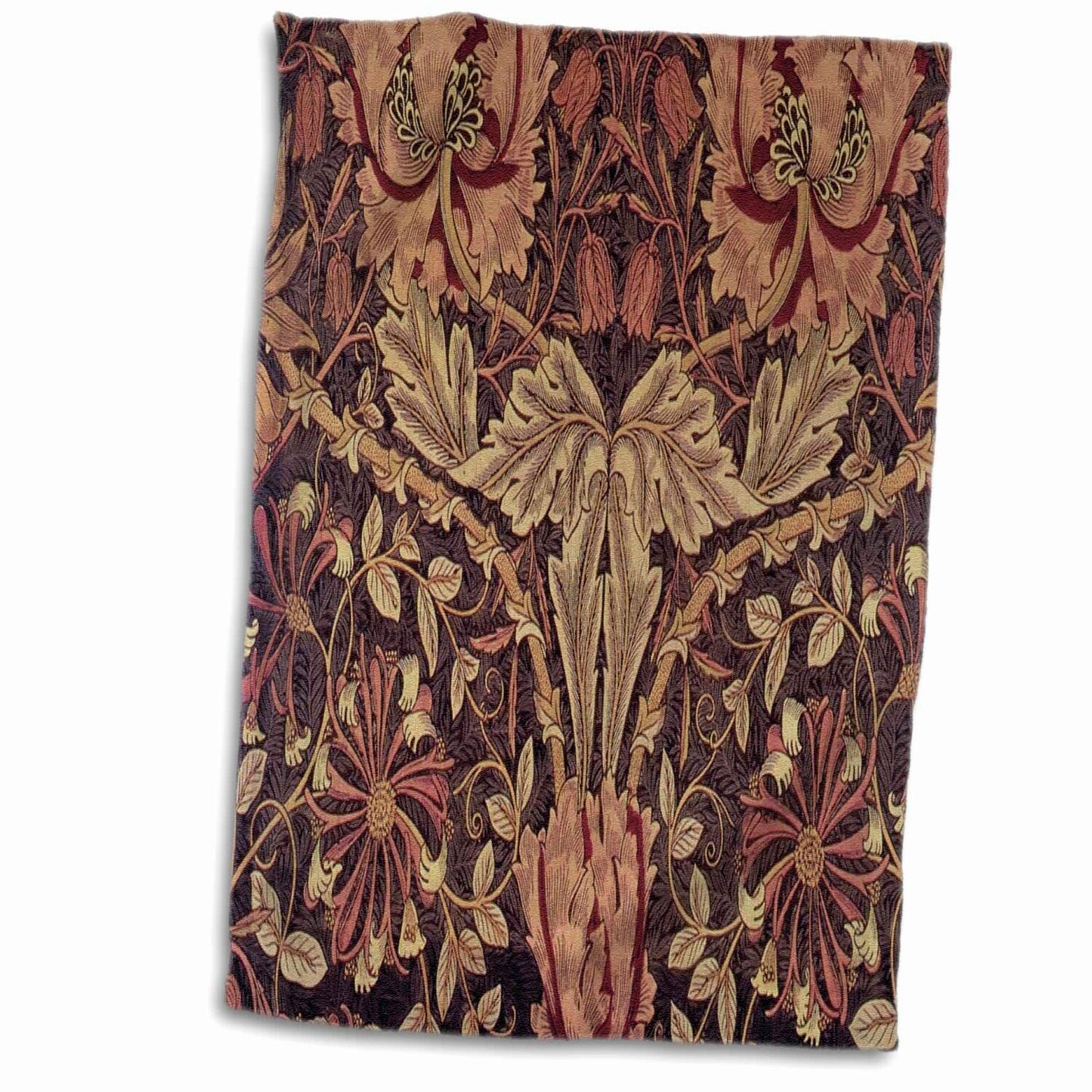 3D Rose William Morris Brown Peach Honeysuckle Hand Towel