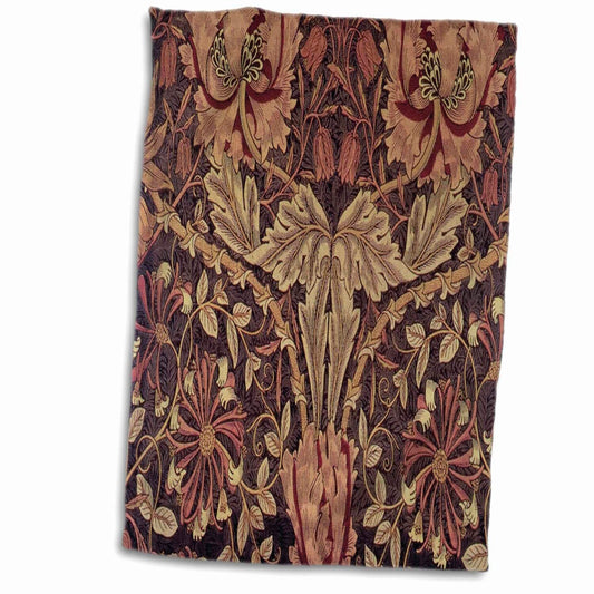 3D Rose William Morris Brown Peach Honeysuckle Hand Towel