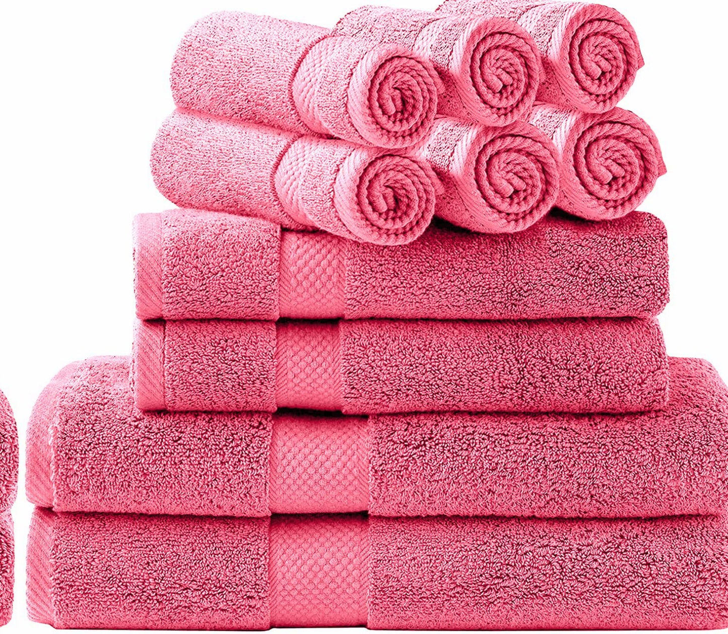 Bath Towels Set 10 Piece Pink