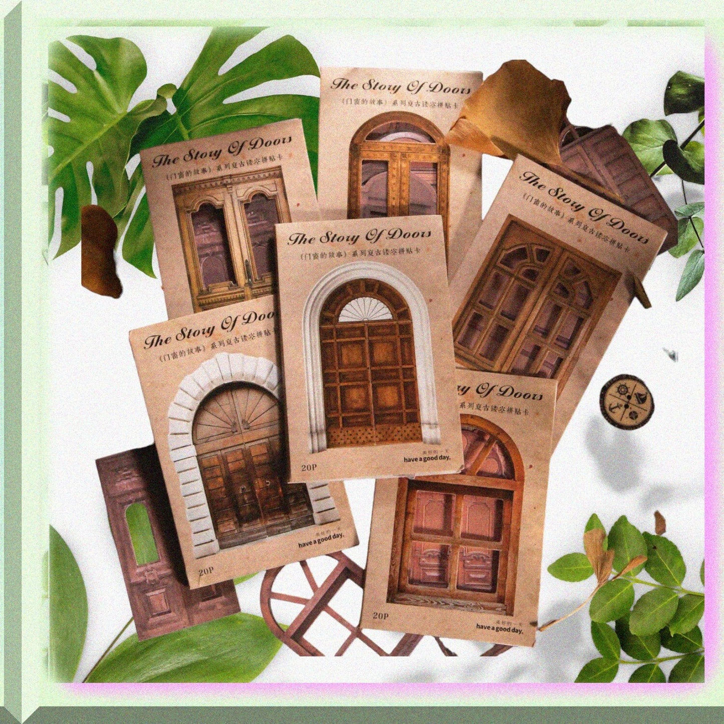 120pcs Vintage Windows and Doors Scrapbook Paper