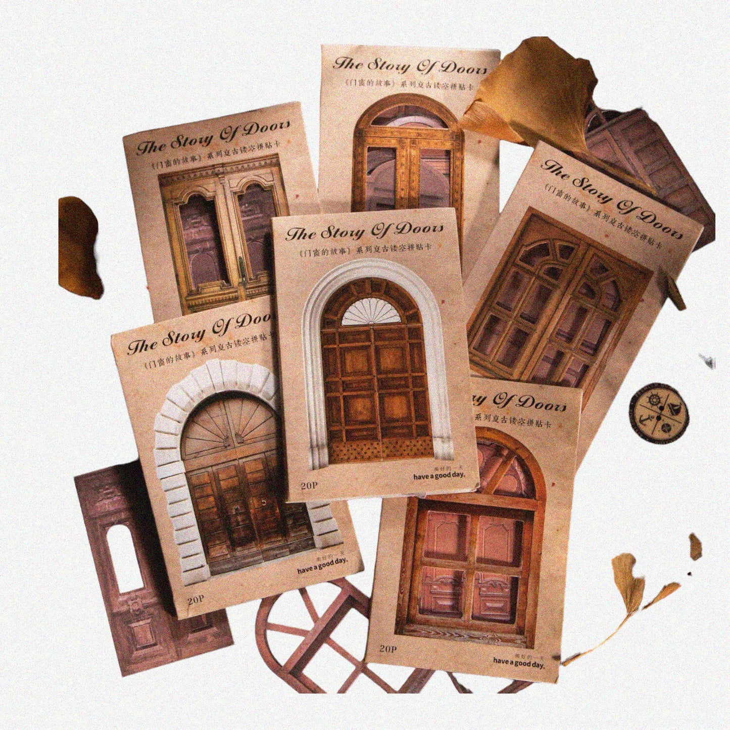 120pcs Vintage Windows and Doors Scrapbook Paper
