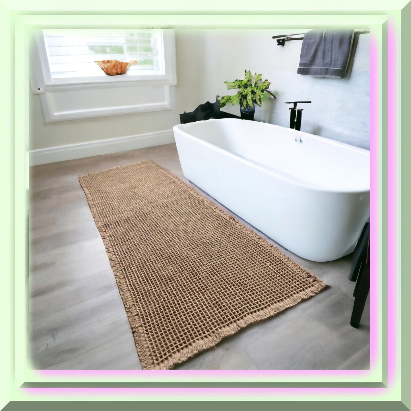 Waffle Bath Mat 2'X6' Brown Non-Slip