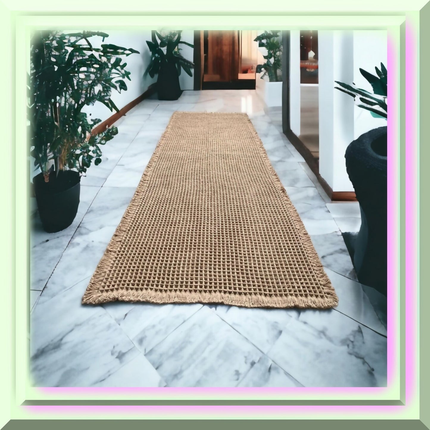 Waffle Bath Mat 2'X6' Brown Non-Slip