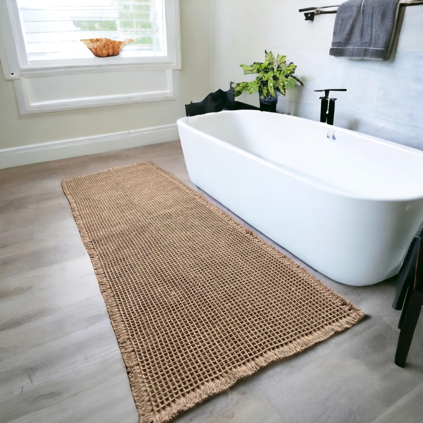 Waffle Bath Mat 2'X6' Brown Non-Slip