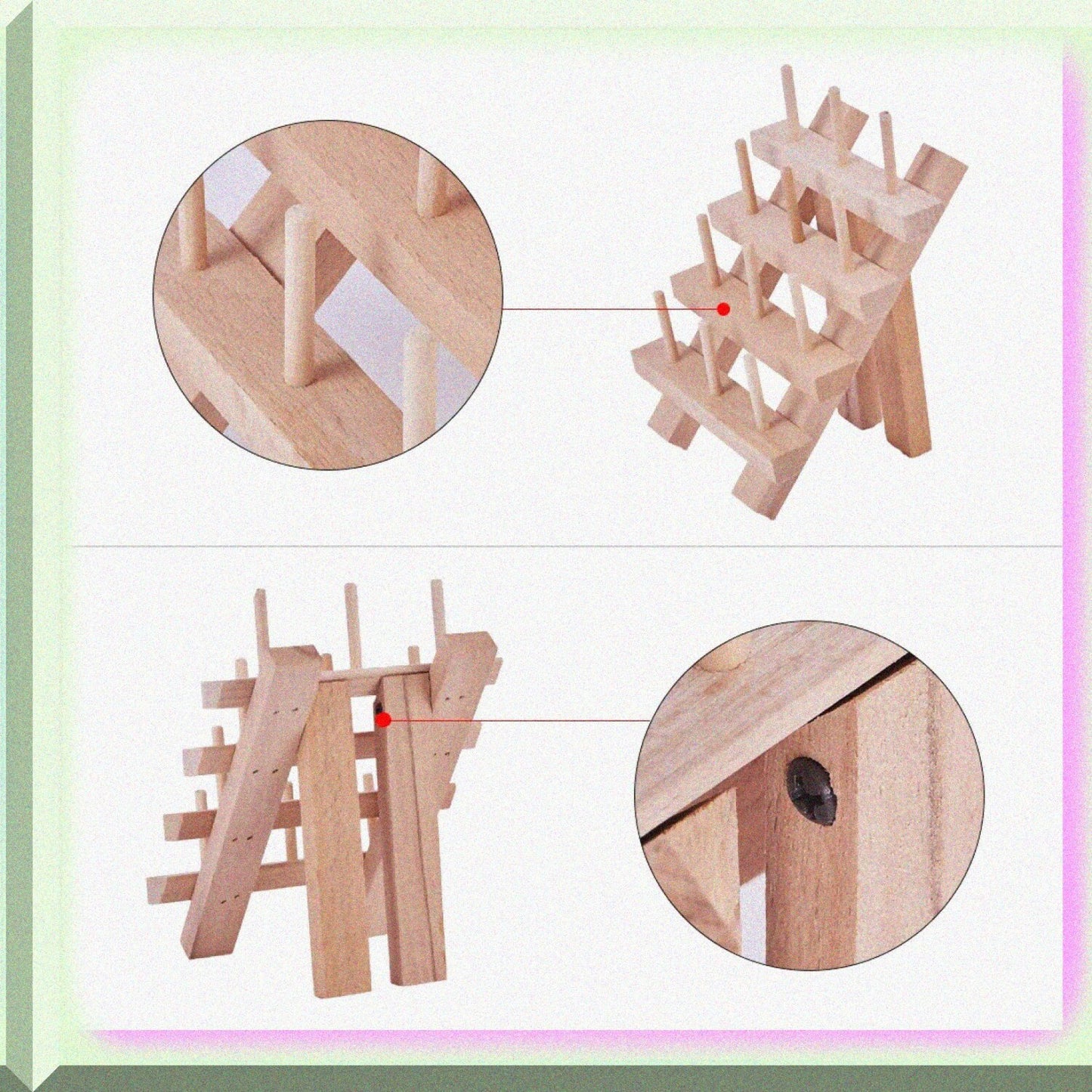 12 Spool Wooden Thread Rack Holder Sewing Organizer