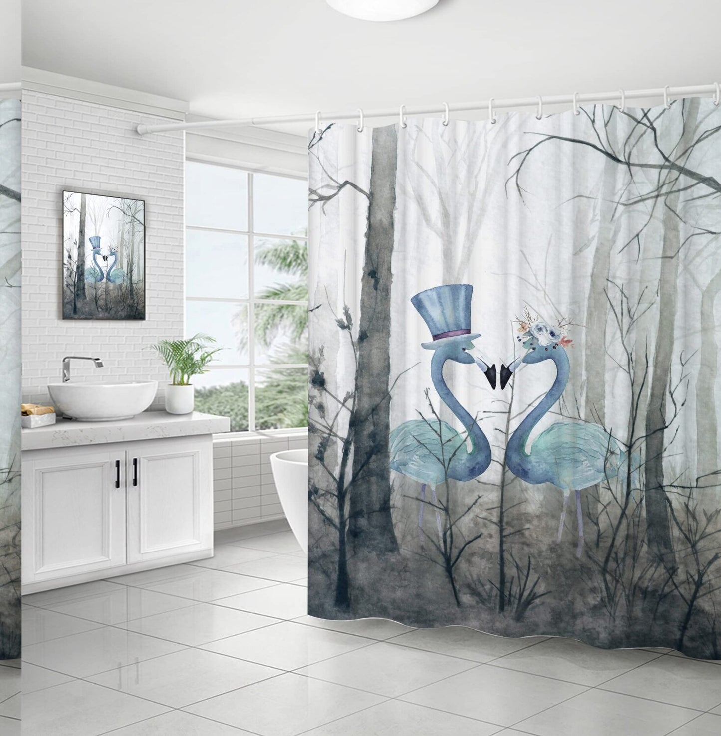 Tropical Flamingo Shower Curtain 72x72 inches