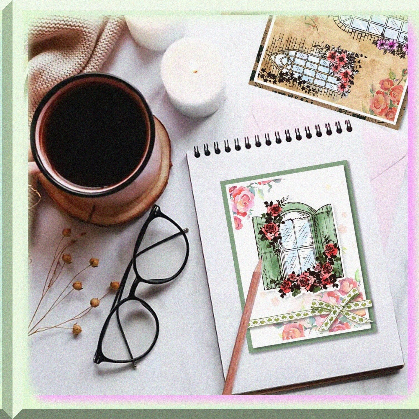 Transparent Fairy Door Window Vines Silicone Stamp Set