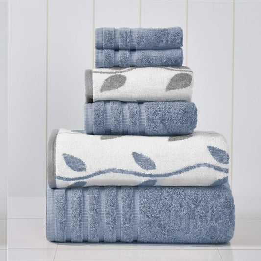6-Piece Blue Cotton Towel Set
