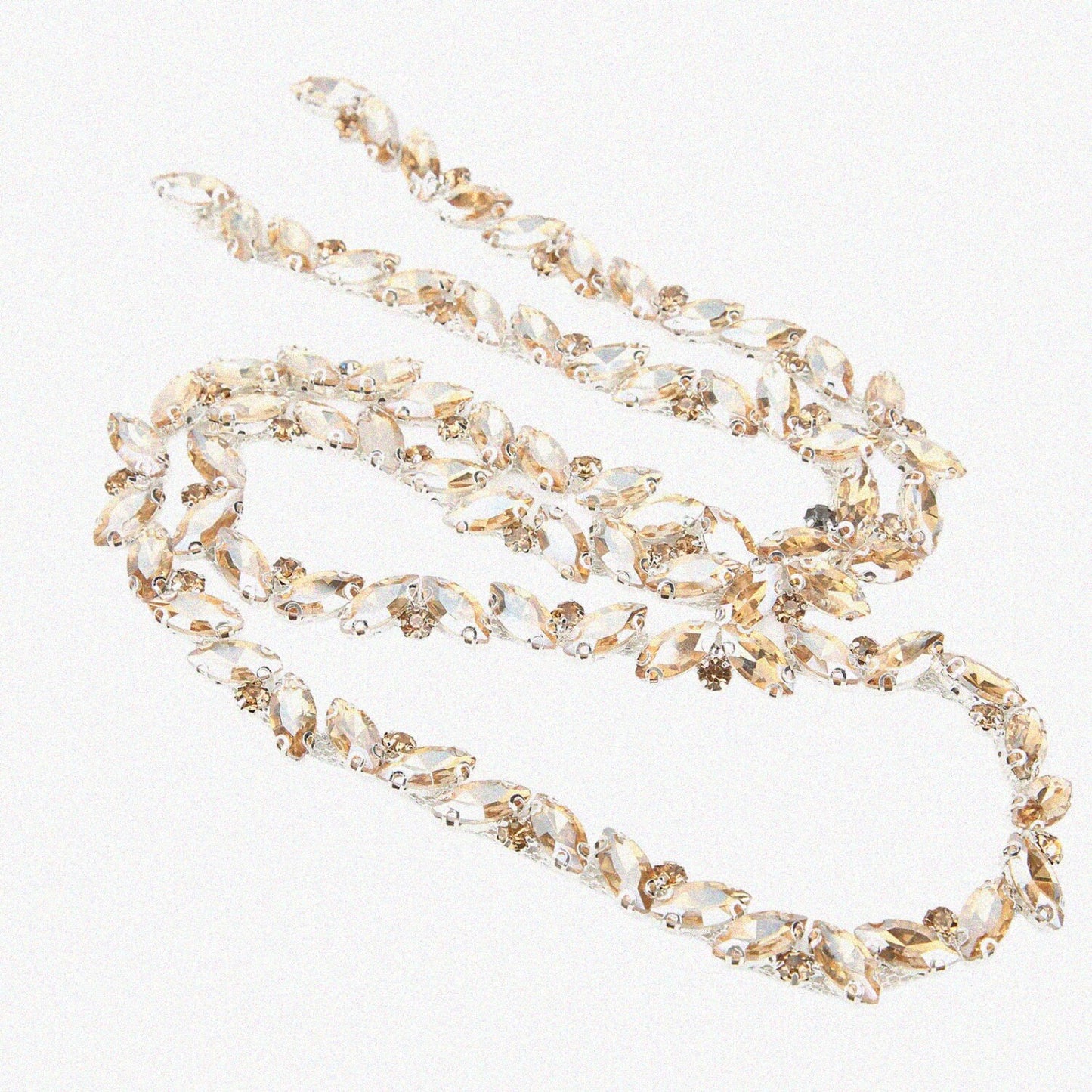 1 Yard Crystal Rhinestone Trim Chain, Golden Champagne