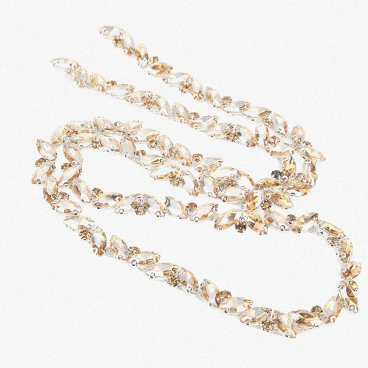 1 Yard Crystal Rhinestone Trim Chain, Golden Champagne