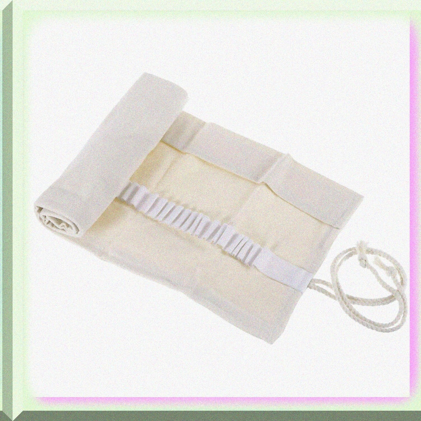 72 Slots Roll Up Canvas Pencil Case 2 Pack White