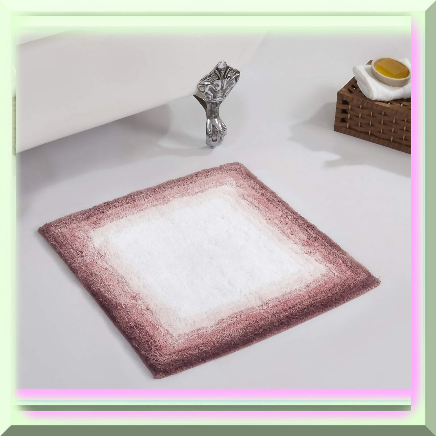 100% Cotton Bath Mat 24" Square Rose