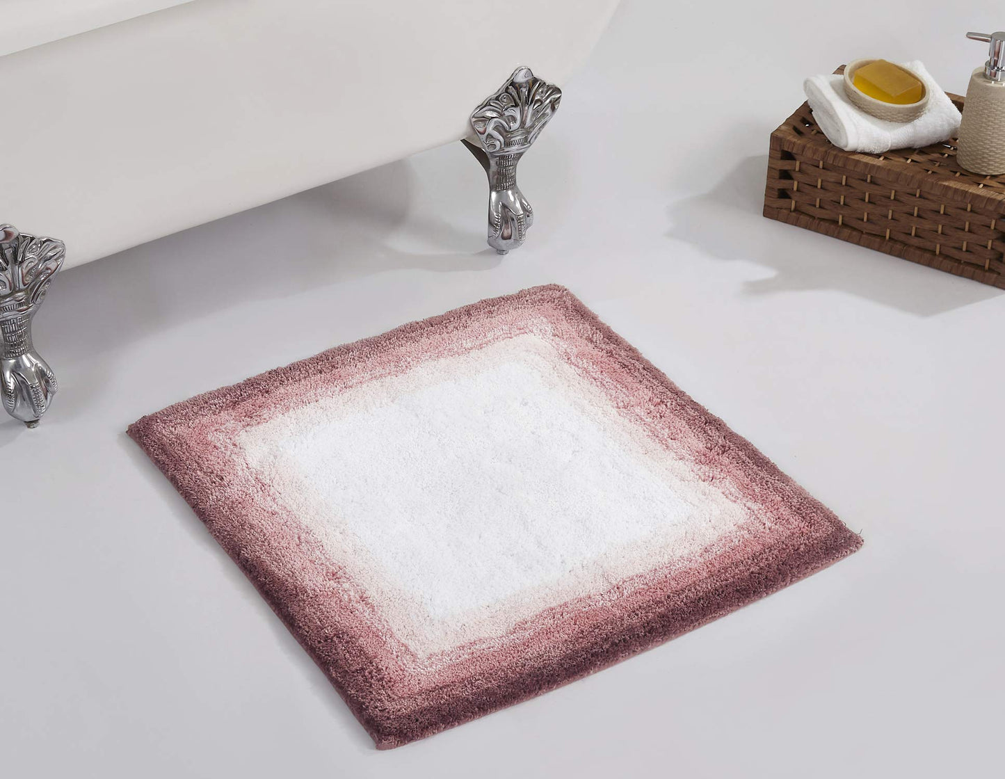 100% Cotton Bath Mat 24" Square Rose