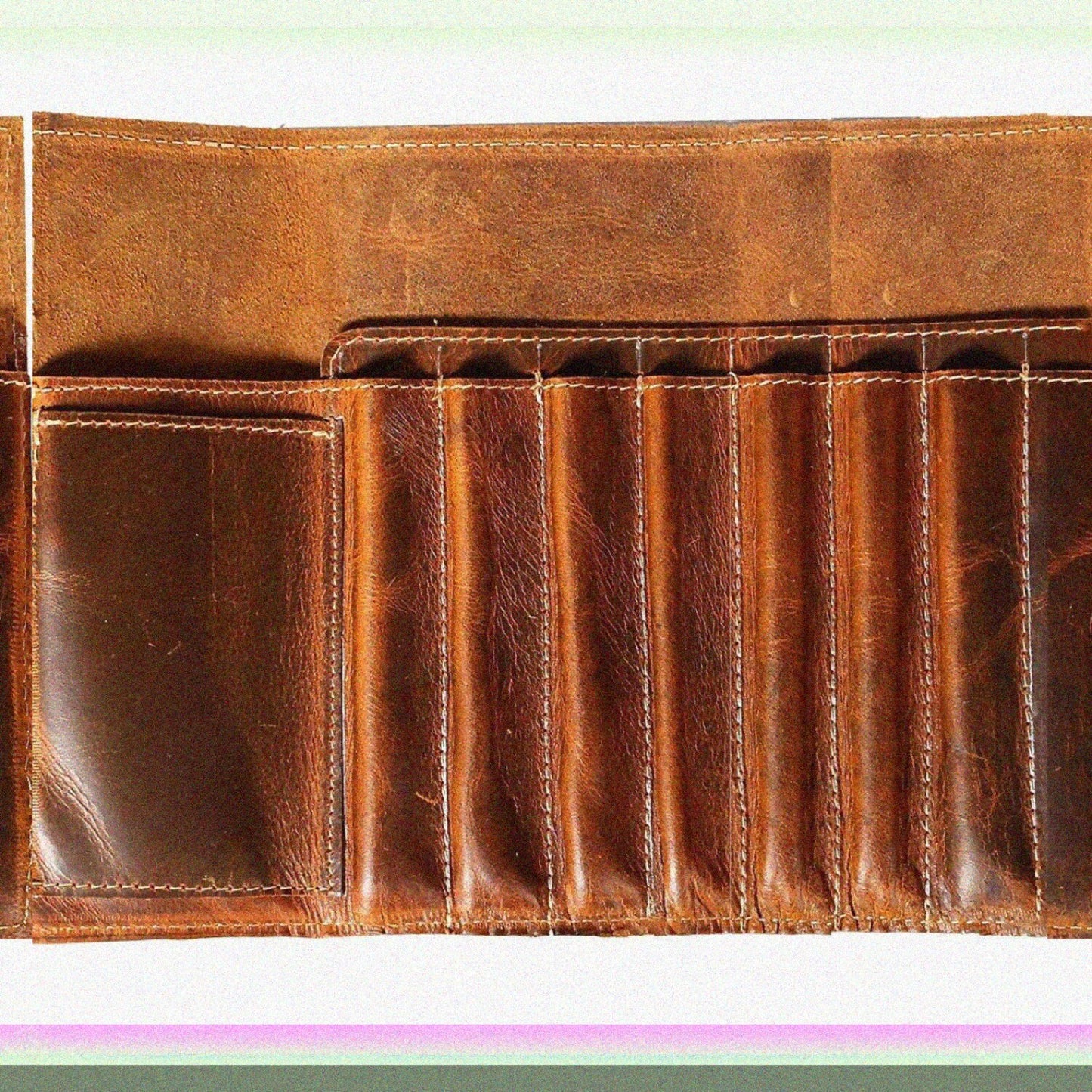 Genuine Leather Pencil Roll Brown L