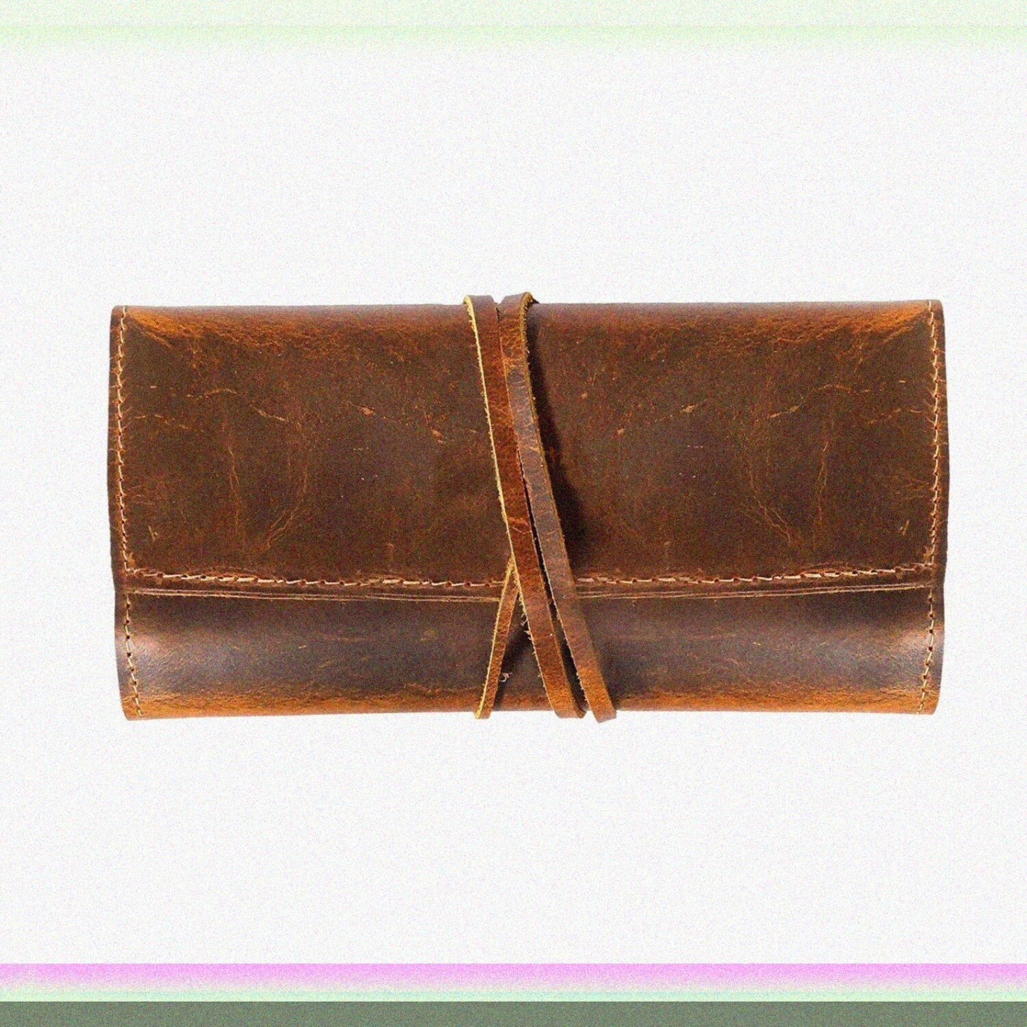 Genuine Leather Pencil Roll Brown L