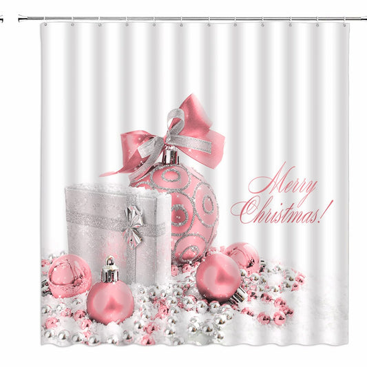 Balls Shower Curtain Pink White 70x70 inches