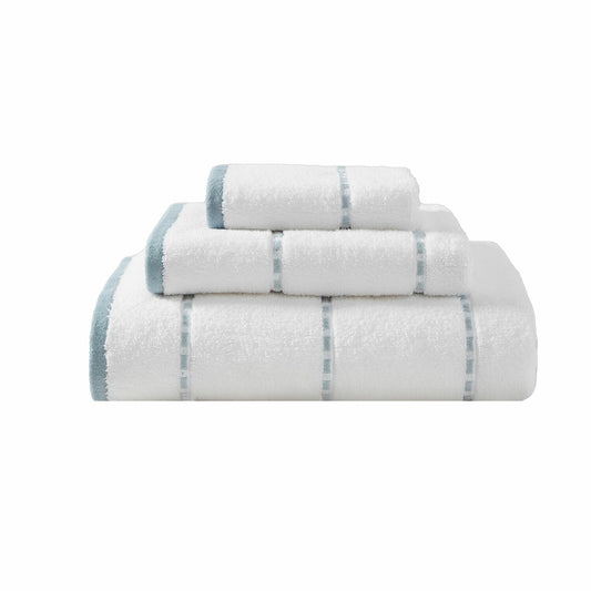 Bath Towels Set, Soft Cotton, Blue, 3 Pieces