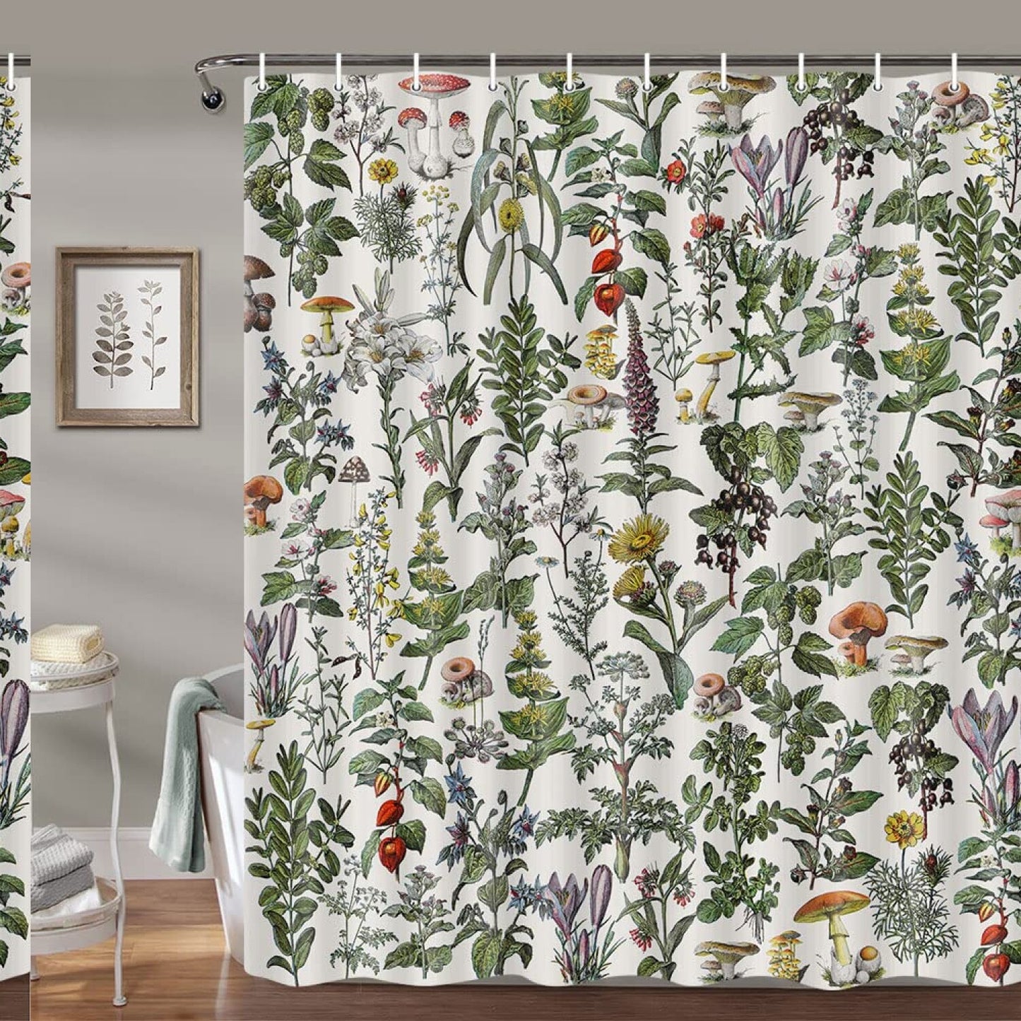 Vintage Botanical Shower Curtain 72x72in