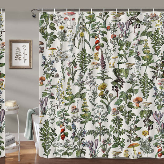 Vintage Botanical Shower Curtain 72x72in