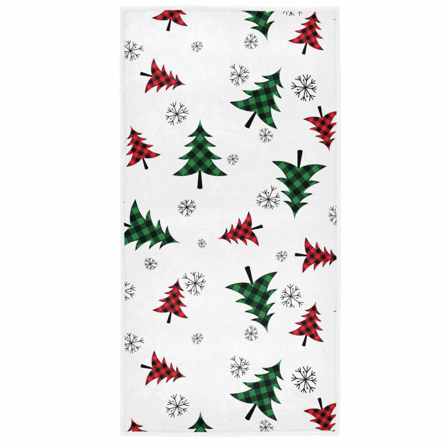 Tree Snowflakes Hand Towels 16x30 Buffalo Plaid