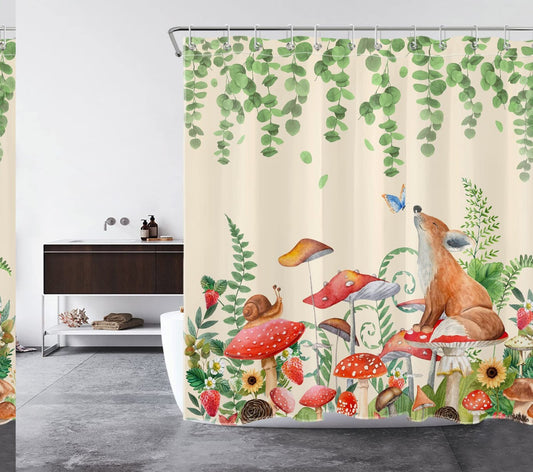 Mushroom Plant Shower Curtain 69x70 Inch