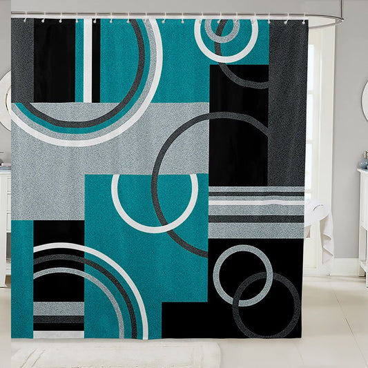 Modern Turquoise Geometric Shower Curtain 72x72