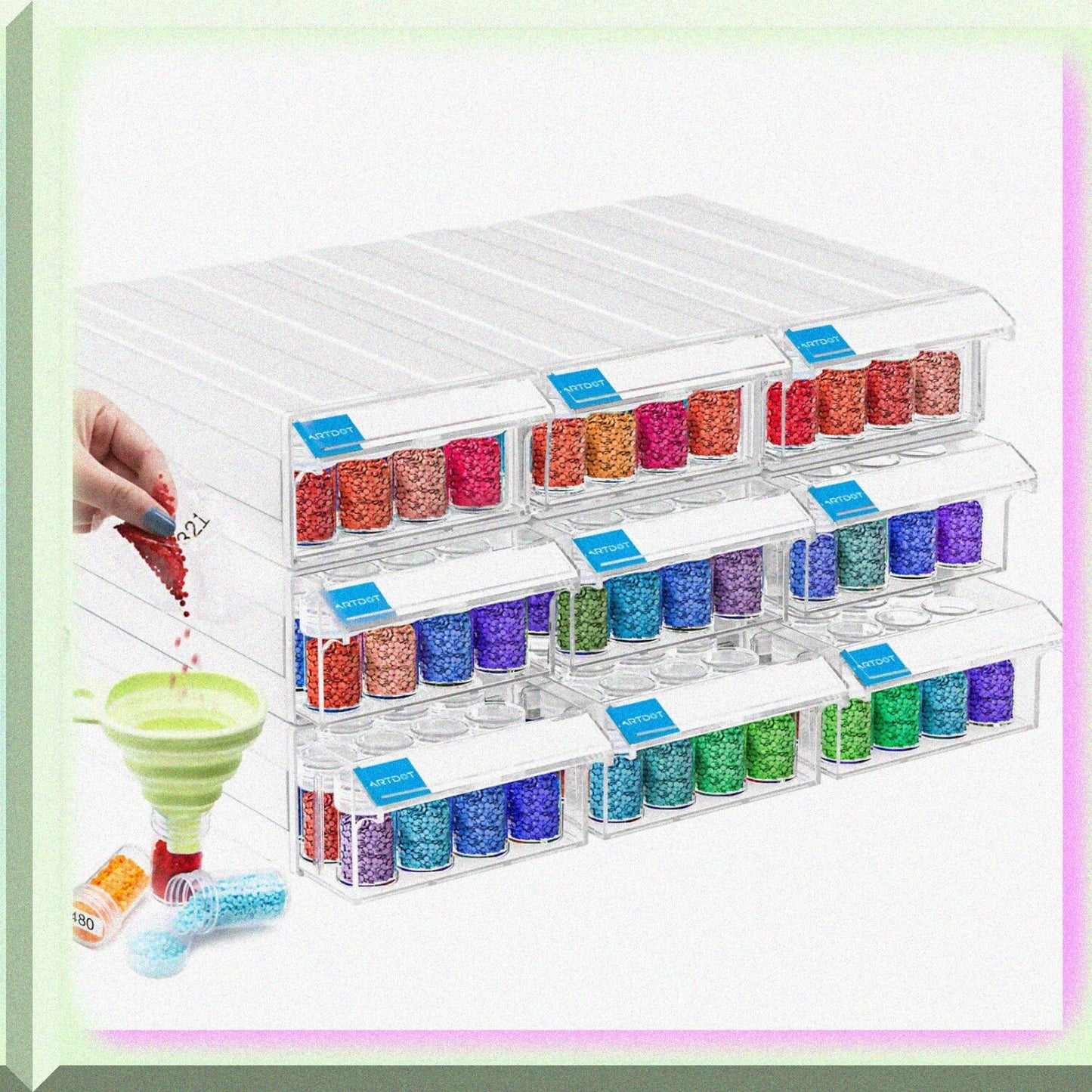 9 Pack Stackable Storage Containers for Diamond Painting