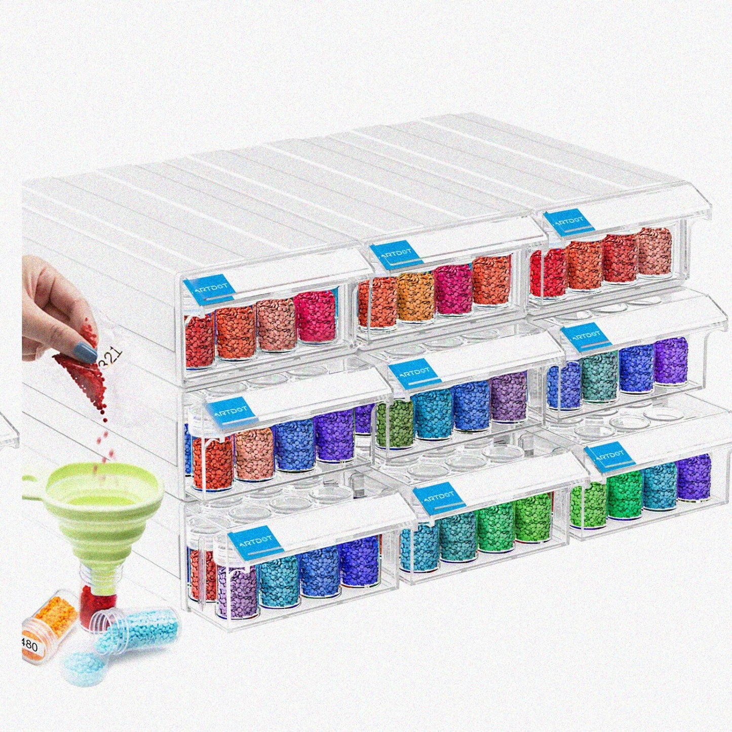 9 Pack Stackable Storage Containers for Diamond Painting