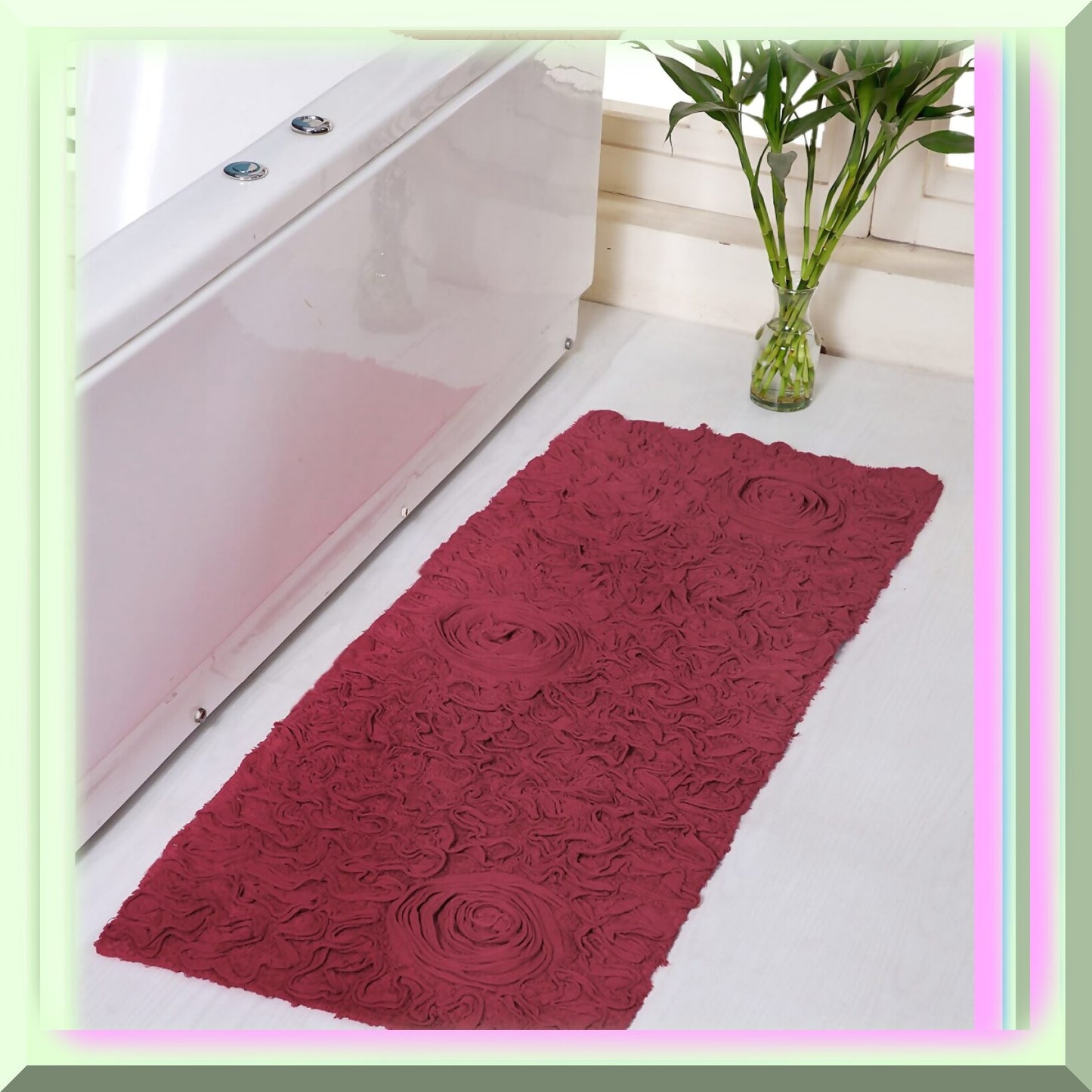 21"x54" Cotton Tufted Bath Rug Red