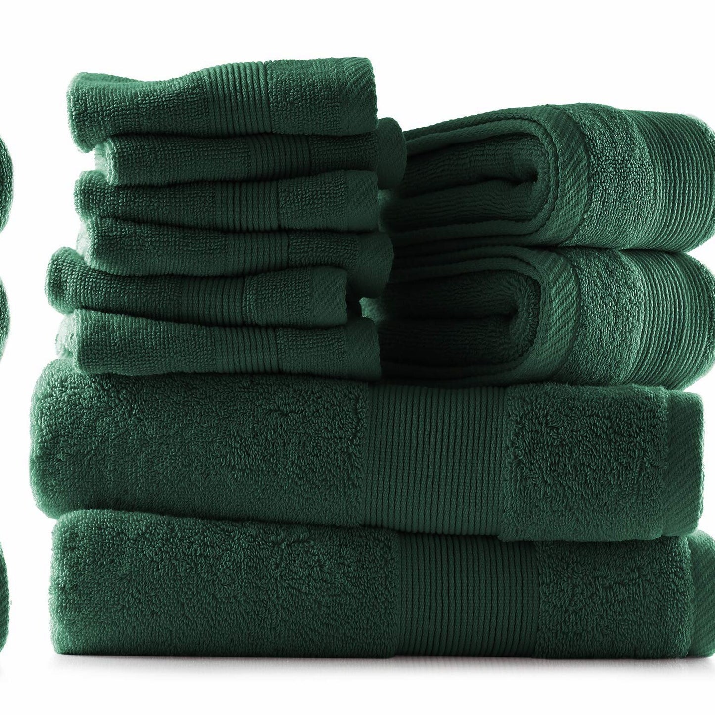10-Piece Cotton Bath Towel Set Green