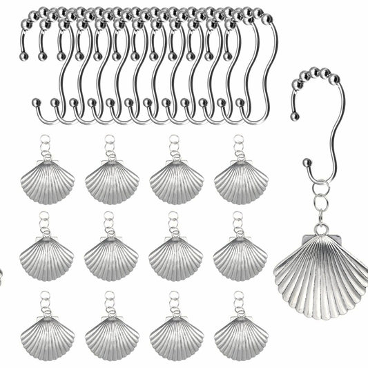 Stainless Steel Shower Curtain Hooks Set of 12