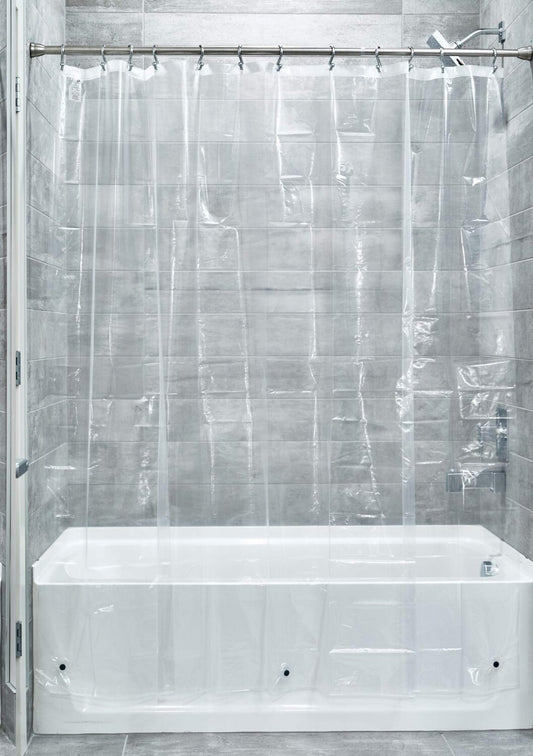 Water Repellant Clear Plastic Shower Curtain Liner 72" x 72"