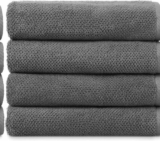 Popcorn Textured Bath Towels 4 Pack Gray