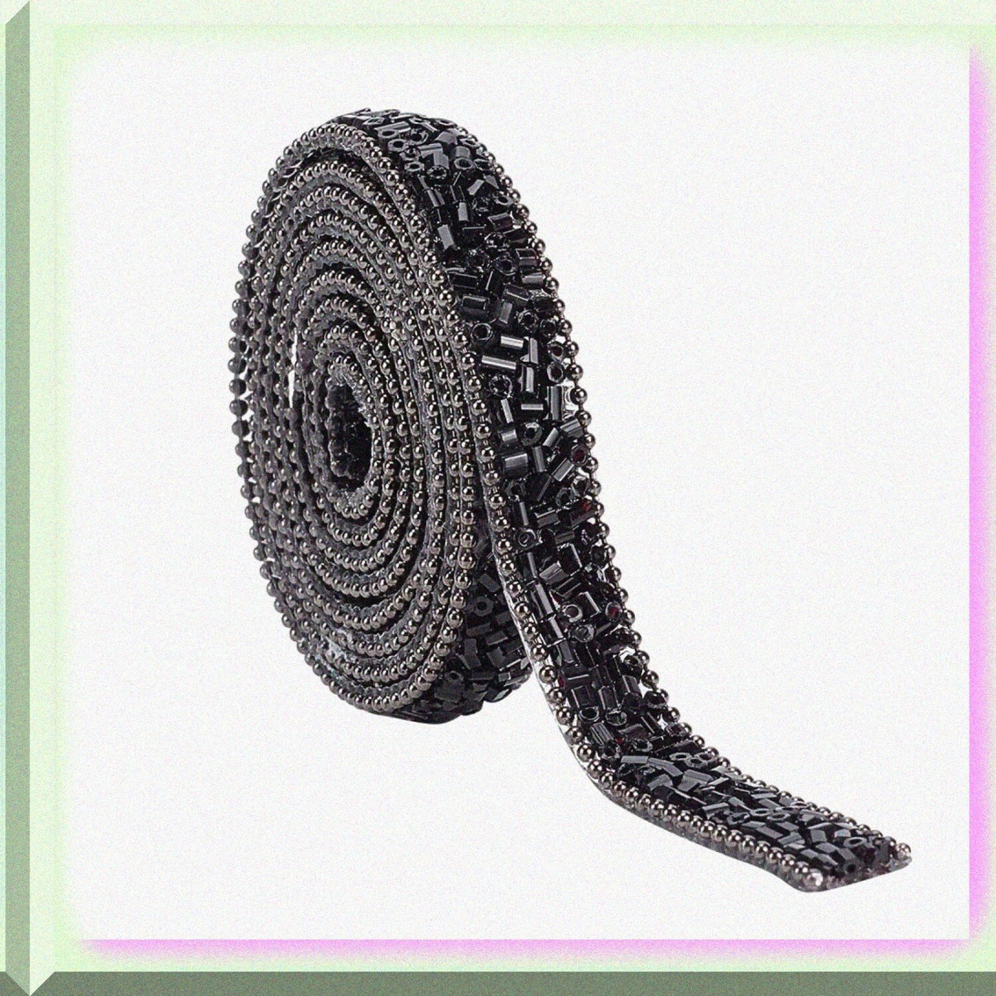 1 Yard Black Rhinestone Hotfix Ribbon 0.39 Inch Wide