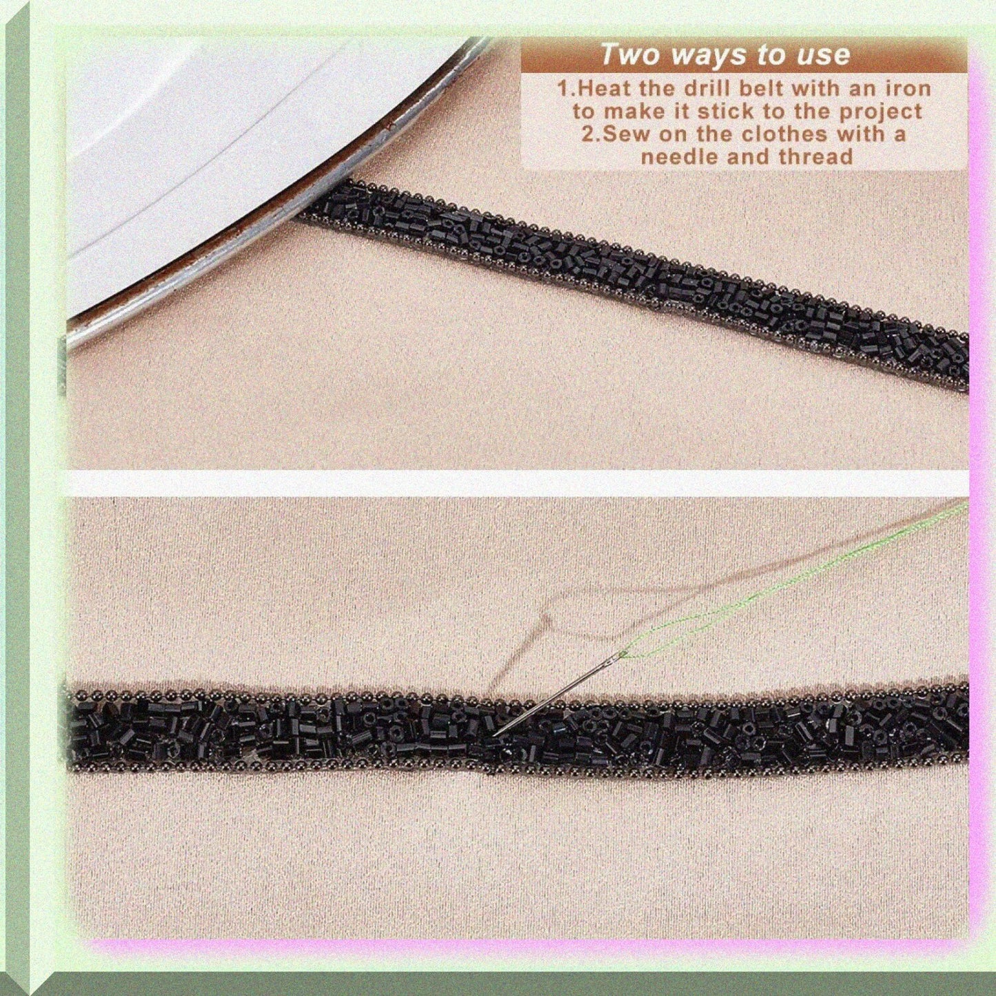 1 Yard Black Rhinestone Hotfix Ribbon 0.39 Inch Wide