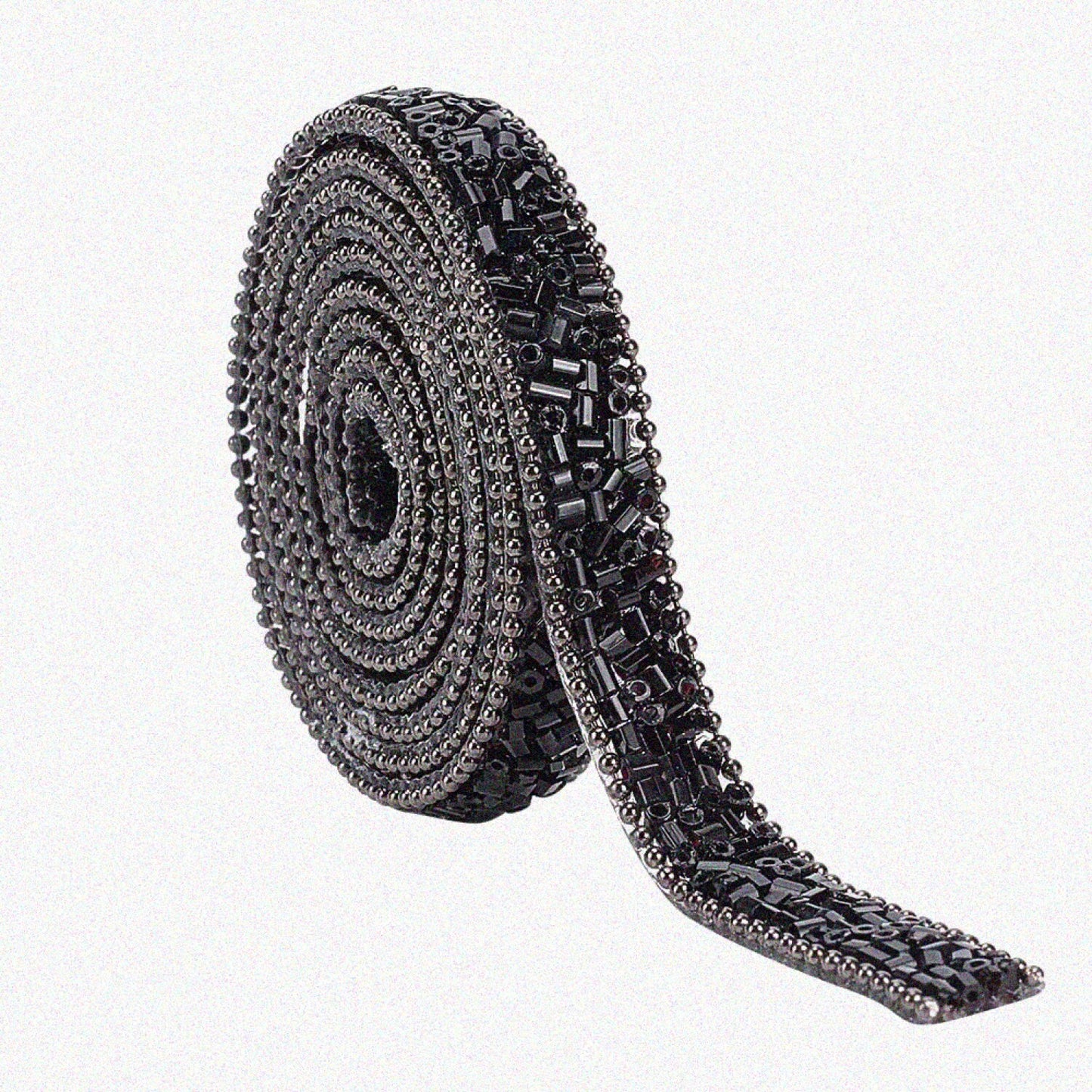 1 Yard Black Rhinestone Hotfix Ribbon 0.39 Inch Wide