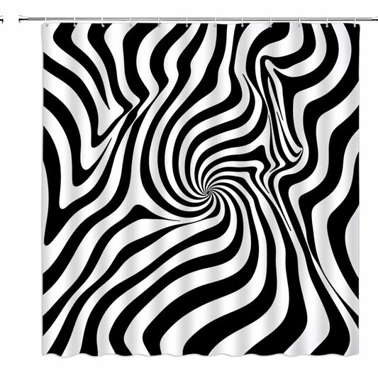 Black White Striped Shower Curtain 70x70