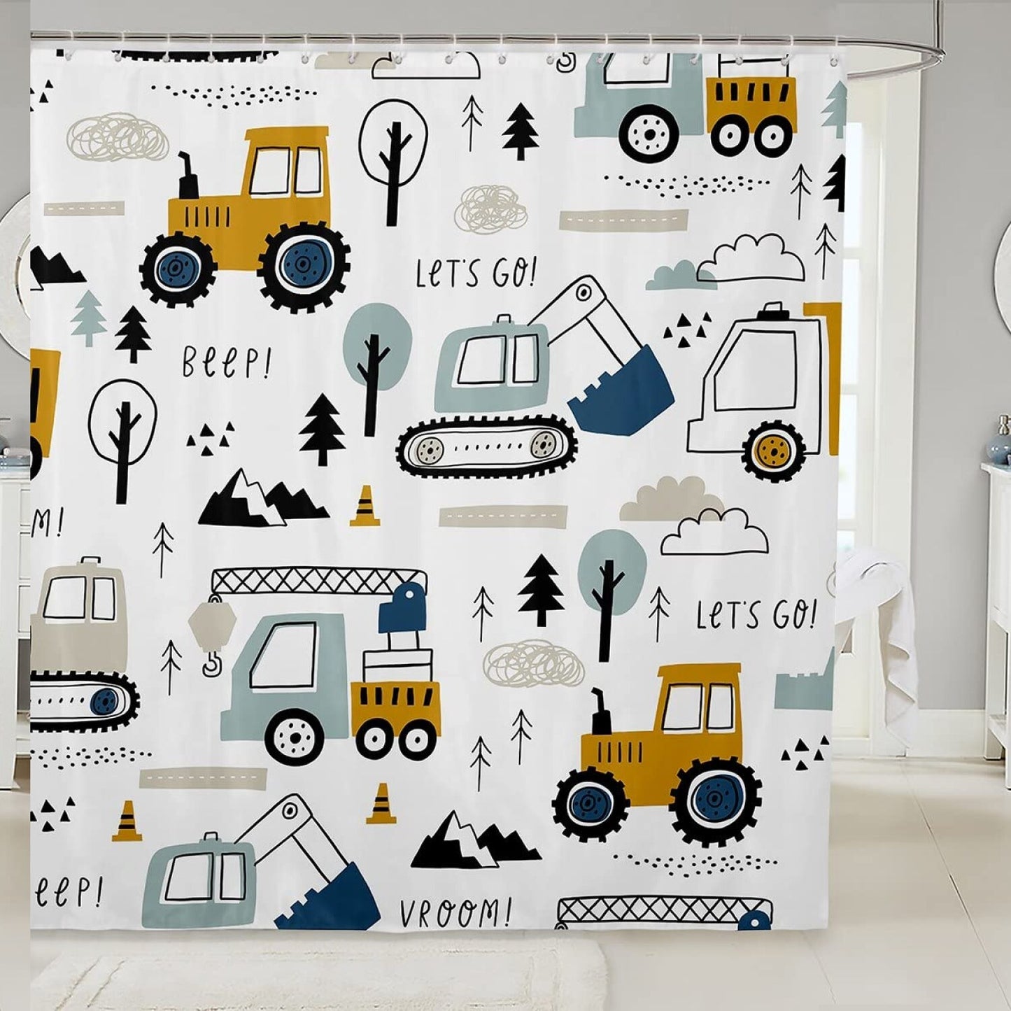 Cartoon Car Kids Shower Curtain 72"x72"