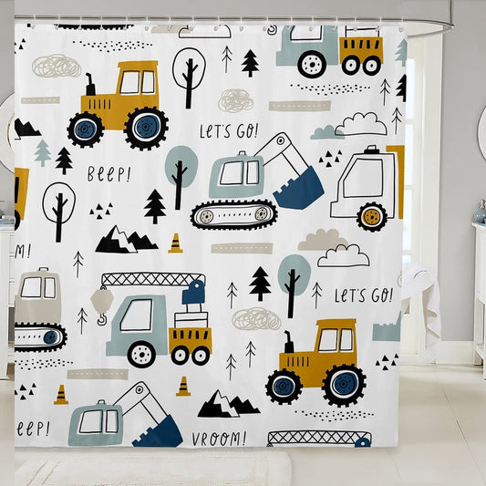 Cartoon Car Kids Shower Curtain 72"x72"