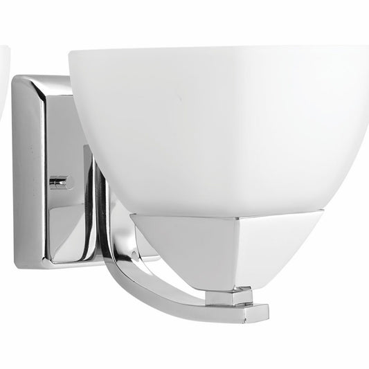 1-Light Etched White Glass Modern Bath Vanity Light