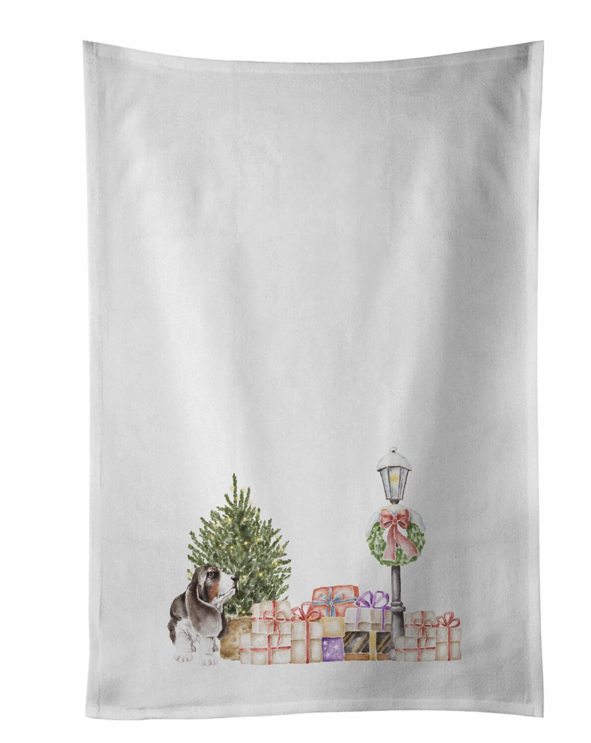 White Kitchen Towel Set of 2 19x28 Cotton Dog Artwork