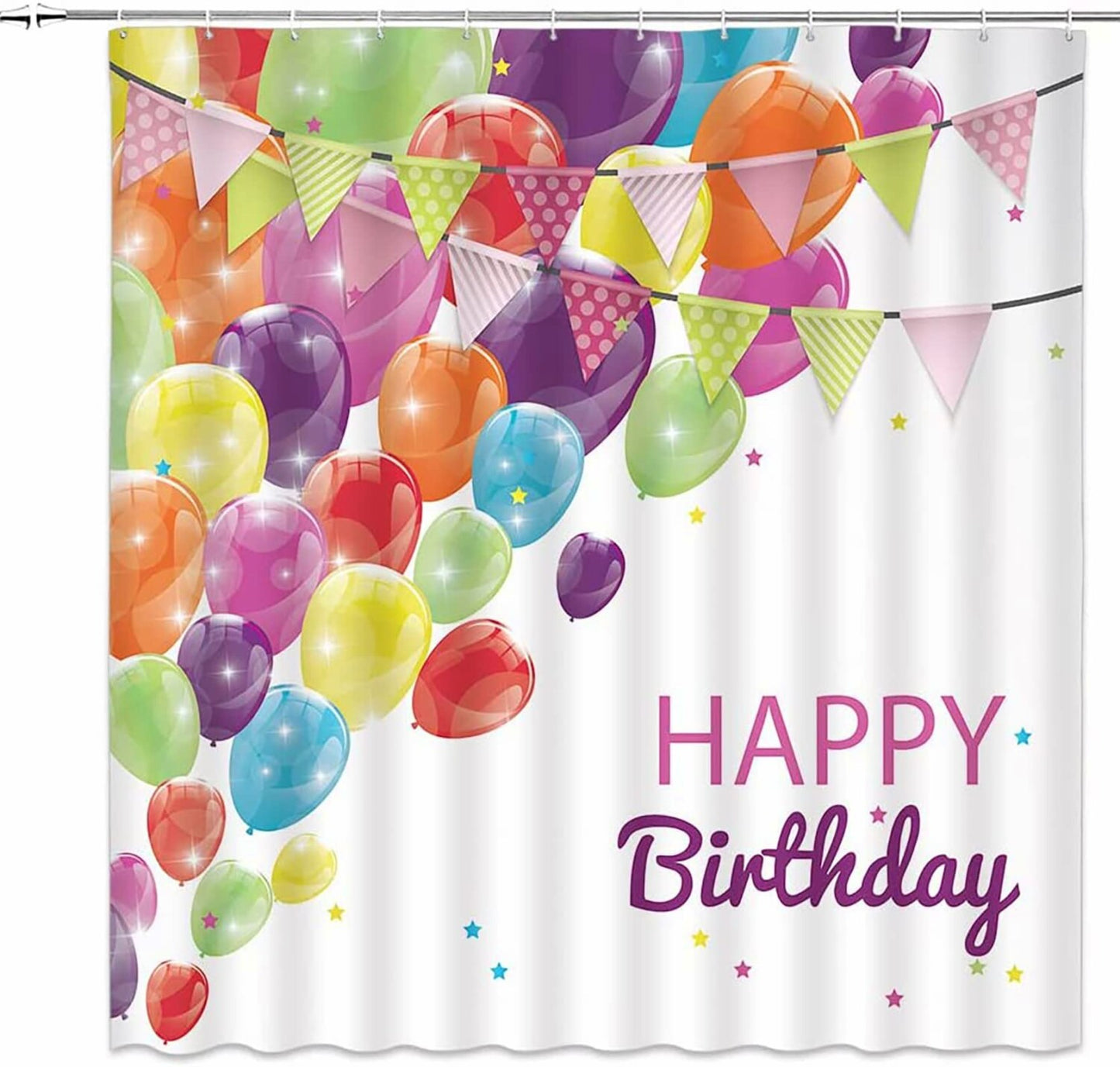 Happy Birthday Shower Curtain 70x70 inches with Hooks