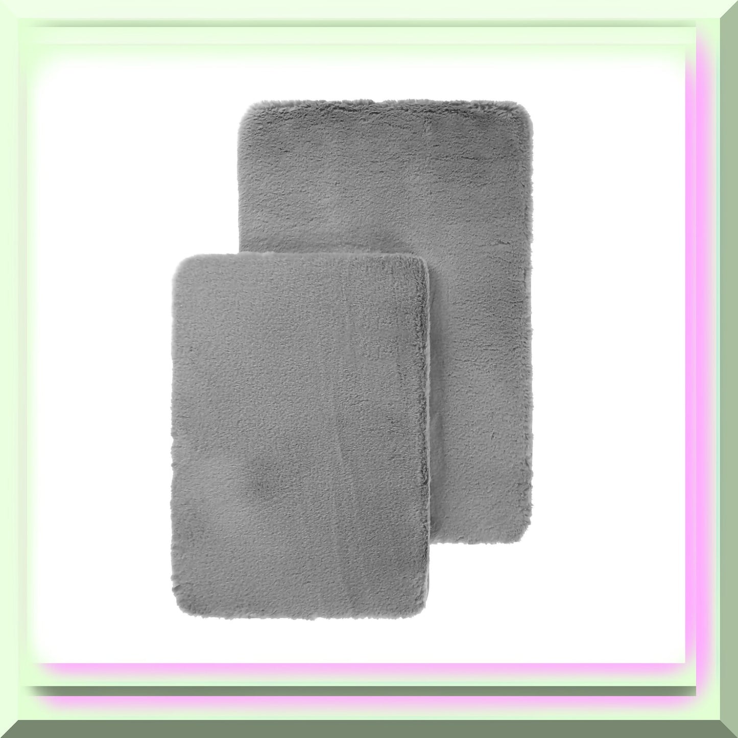 2 Piece Memory Foam Bath Rug Set Silver