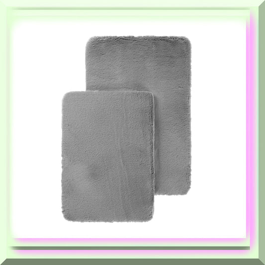 2 Piece Memory Foam Bath Rug Set Silver